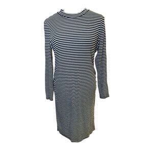 Motherhood Maternity Black & White Stripe Long Sleeve Dress XL Back Zip